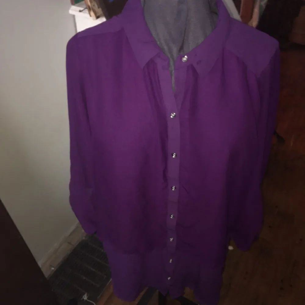 Lane Bryant layered sheer button down blouse